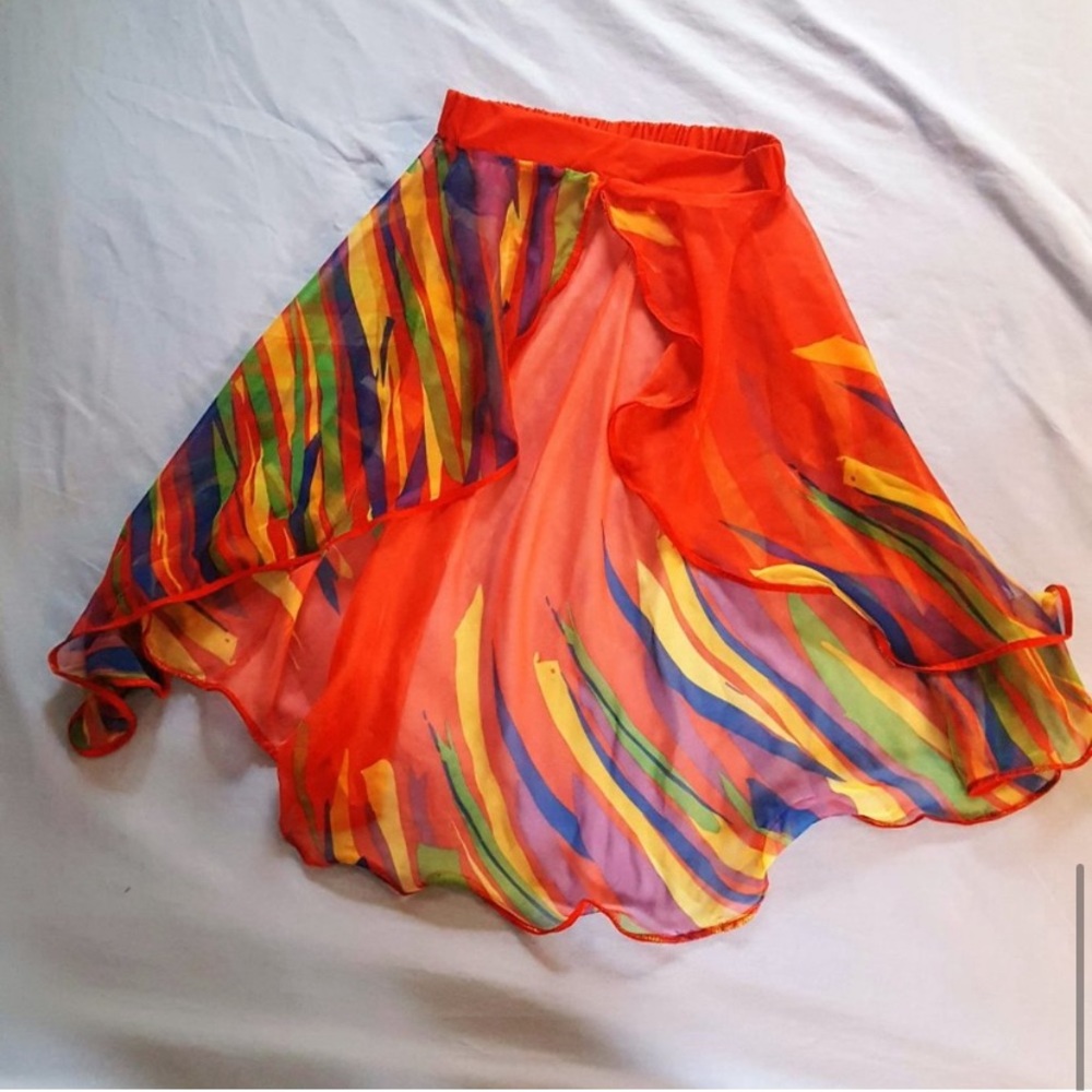 Dolls Kill Red Beaded Bikini Top with Rainbow Sheer Sarong - Picture 6 of 11